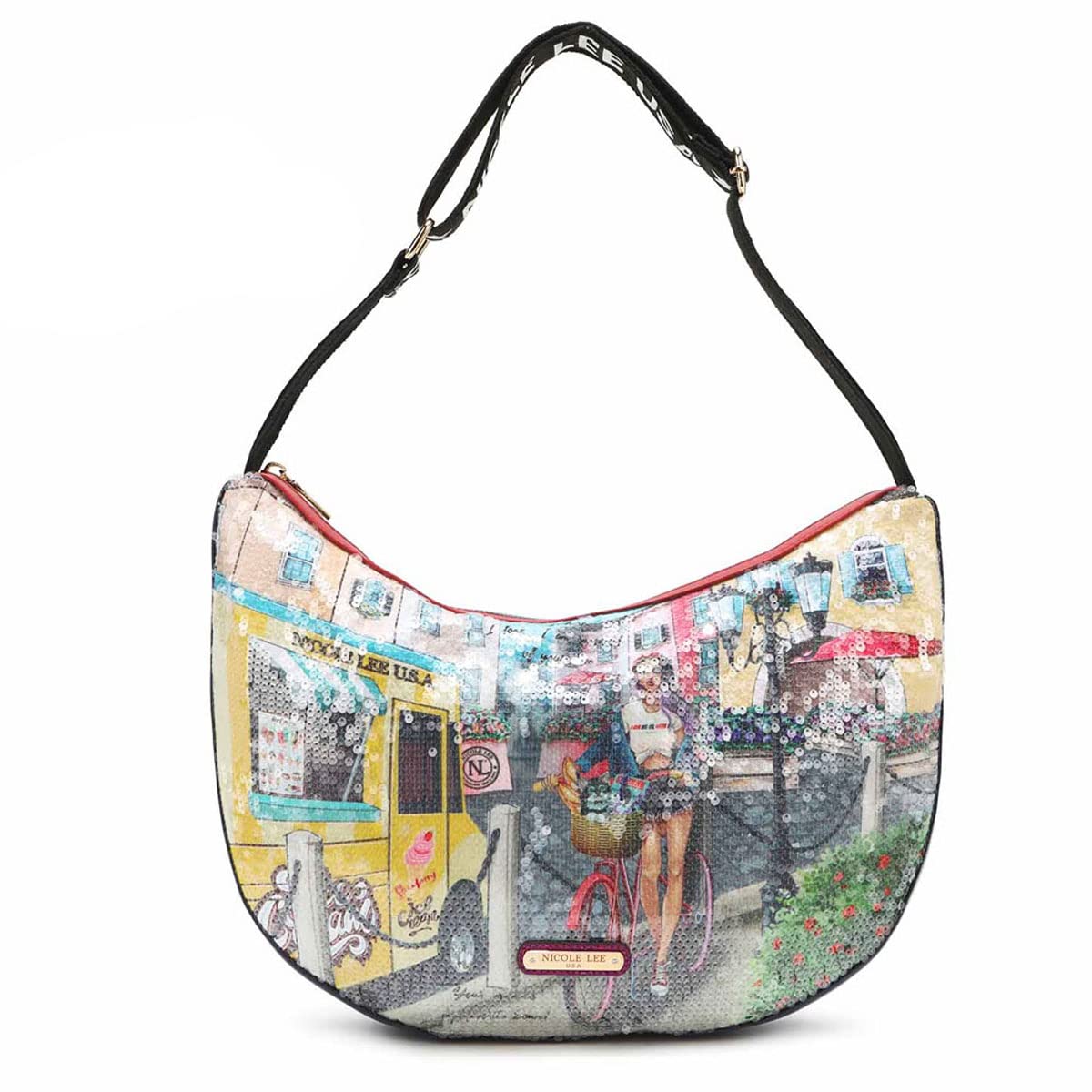 

NICOLE LEE CSM16206 COZY STREET IN MILAN Ladies Italy Milan Sacoche Shoulder Bag Sequin Vegan Leather Vegan Nicole Lee SDGs Sustainable Mini Bag Body