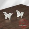 925 Silver Jewelry Double-layer Hollow Butterfly Stud Earrings for Women Wedding Party Jewelry For Girls Friend Gift
