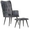 Day and Night - Day and Night Wing Chair with Footrest In Genuine Gray Leather