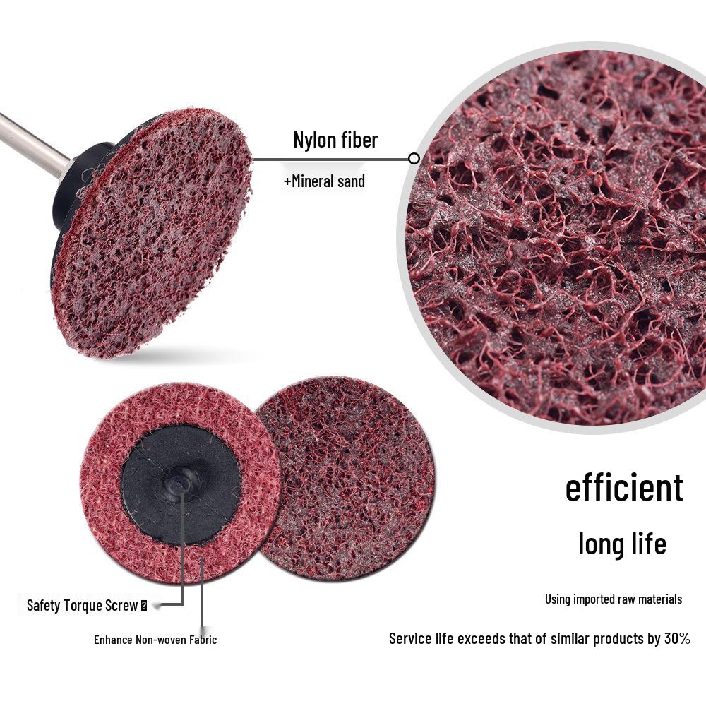 2-inch Nylon Sanding Disc Set: Red, Yellow, Blue - Non-woven Rotary Lock for Rust & Paint Removal
