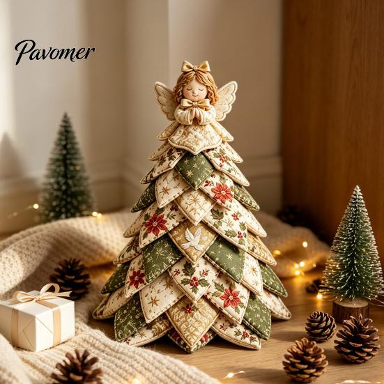 Creative Christmas Gifts for Crafters DIY Quilted Tree Kit, 3D Fabric Patchwork Craft Set Holiday Decorations Beginners, Handmade Tabletop Decor with