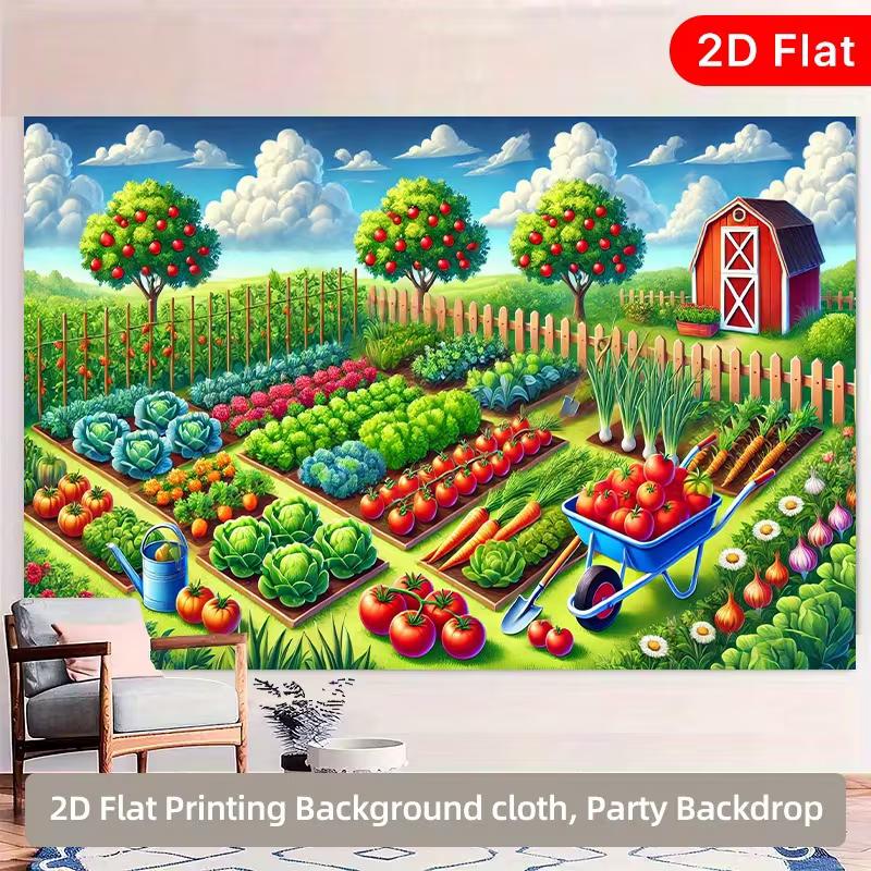 

2D Garden Orchard Backdrop, Kids Party Vegetable Theme Photo Background 47.2x31.5inch/120*80cm