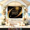 Party Backdrop New Year Flat Golden Multi Layered Celebrations Photo Background Decor Front Door Decor