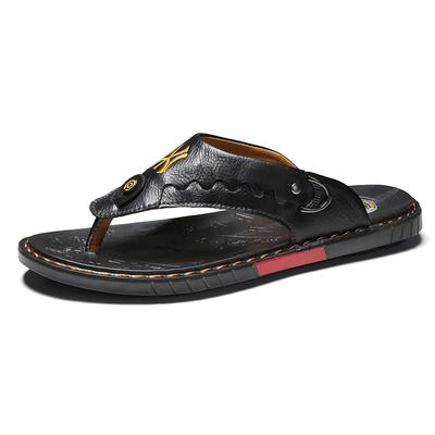 Fashion Genuine Leather Handmade Flip Flops Slippers Summer Breathable Men Casual Shoes Non-slip Outdoor Men Beach Shoes Leather Sandals