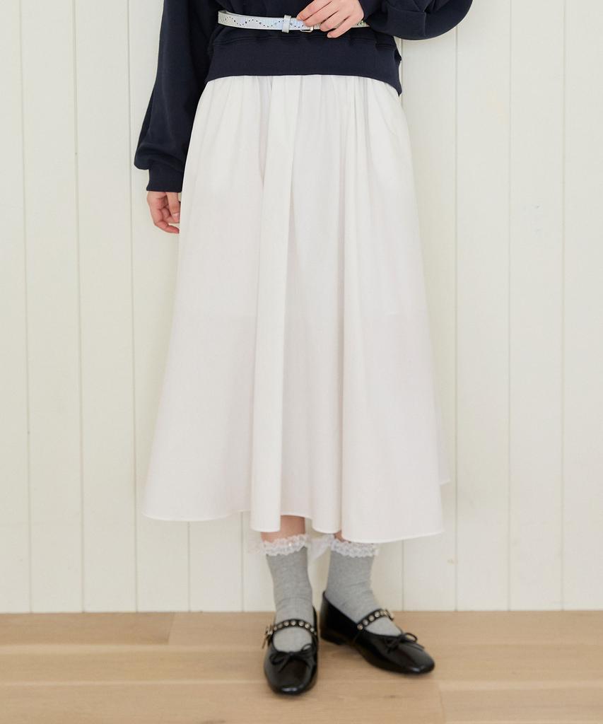 Pink Pineapple Blooming Shirring Maxi Skirt_Ivory