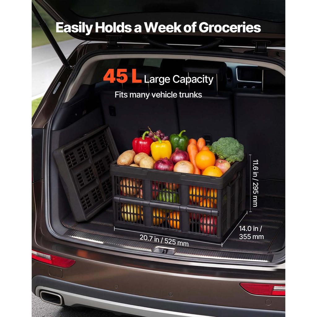 SucceBuy 45L Plastic Opvouwbare Opbergbakken 3 Pakken Houden 15 kg Per Bak Opvouwbaar met Handvatten Ruimtebesparend voor Huis Organiseren