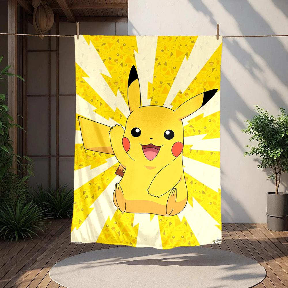 1pc Pikachu, Pokémon Digital Printed Flannel Blanket, Super Soft Plush  Bed Cover,Blanket for Sofa, Bed, Office, 70154 80cm x 120cm