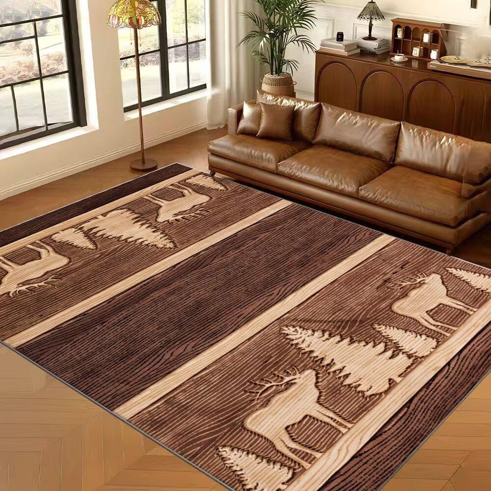 Brown American Vintage Style Large Living Room Rug Home Room Decoration Aesthetic Rugs for Bedroom Indoor Antiskid Carpet Mat