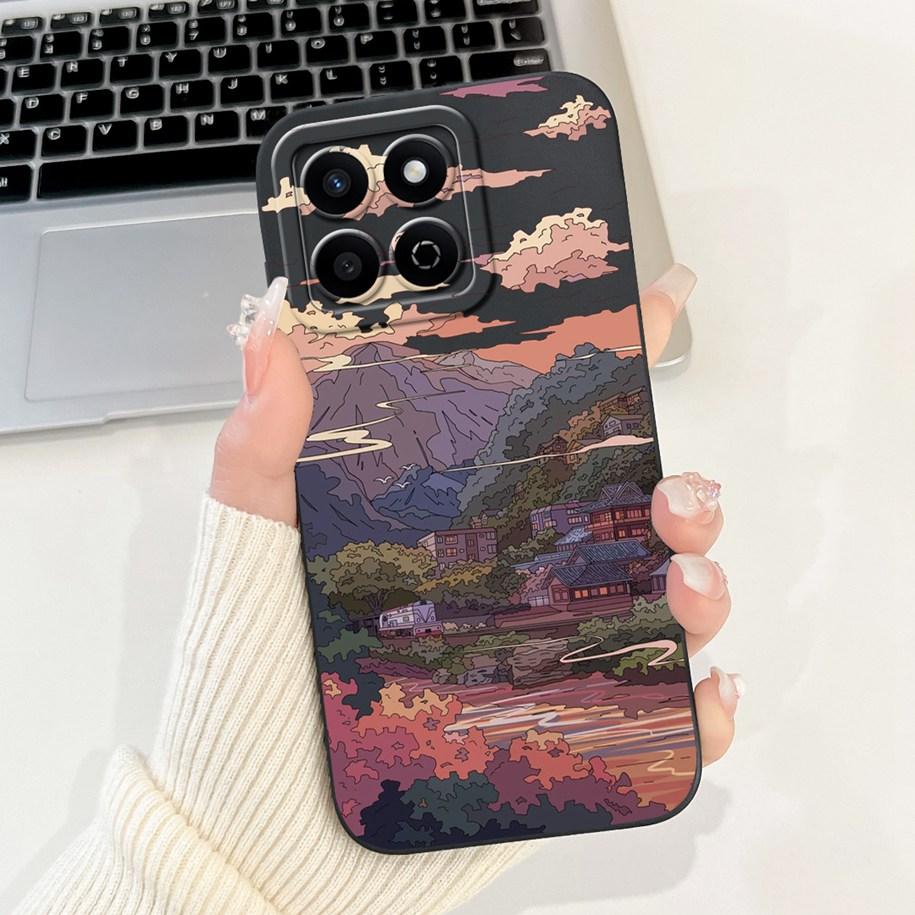 Shockproof Case For Honor X7c Cover HonorX7c 4G Funda Fashion Bowknot Marble Soft Liquid Silicone Cases For Honor 200 Smart Etui