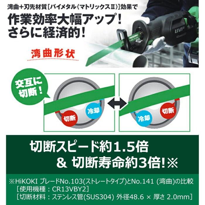 HiKOKI Curved Saber Saw Blade Reciprocating Saw Blade No.252CW (200mm, 5-Pack) 0033-4743 Green
