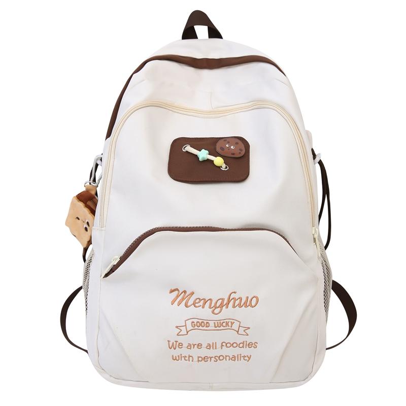 Симпатичный женский рюкзак большой емкости с цветными блоками — фото 31