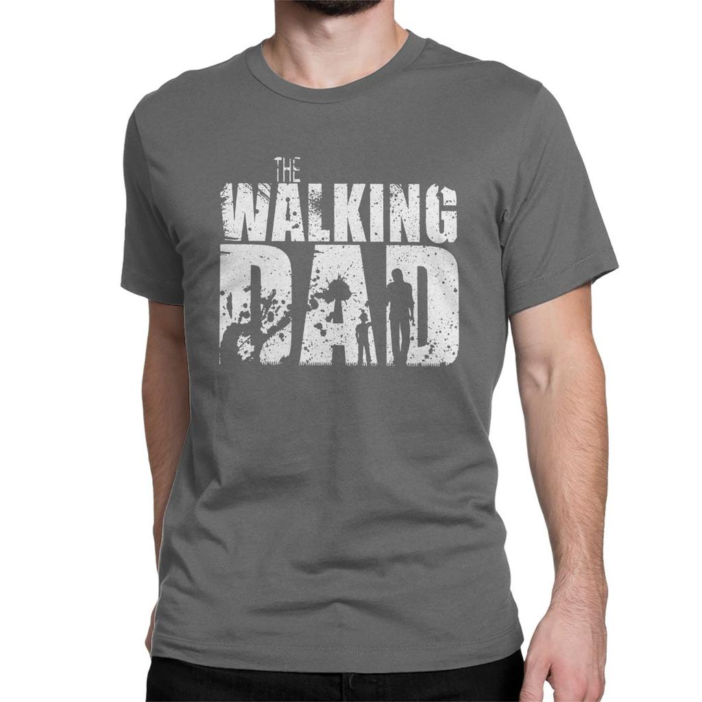 The Walking Dad T Shirt for Men Cotton T-Shirts Round Collar The Walking Dead Father Day Zombie Tee Shirt Tops Plus Size