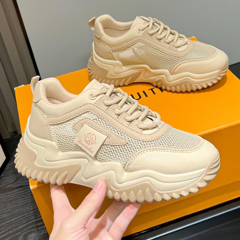 Spring and summer new mesh breathable sports shoes platform casual dad shoes simple 35