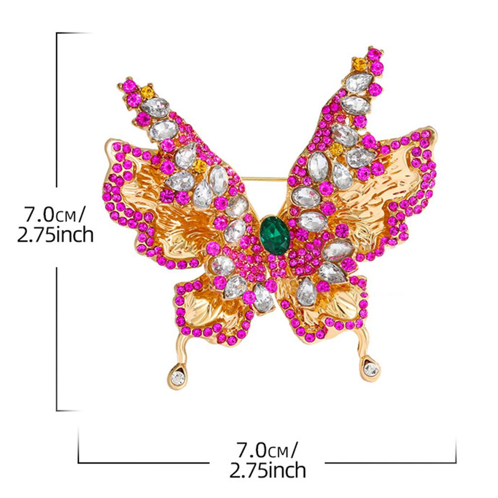 Versatile Double Wing Rhinestones Butterfly Lapel Pin Stainless Alloy Brooch Charm For Dresses Coats And Blouses