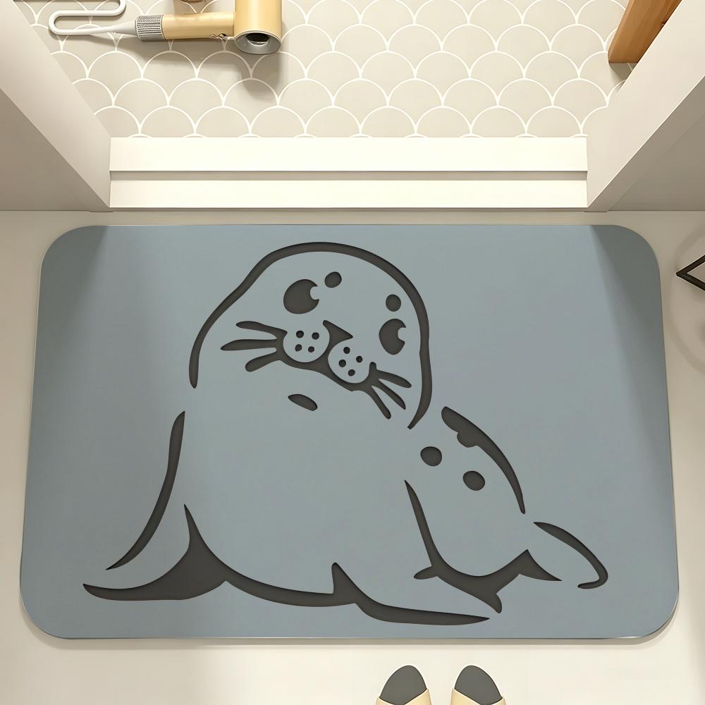 Cute Round Face Seal Floor Mat carpet diatom mud bathroom quick-drying absorbent floor mat household bathroom