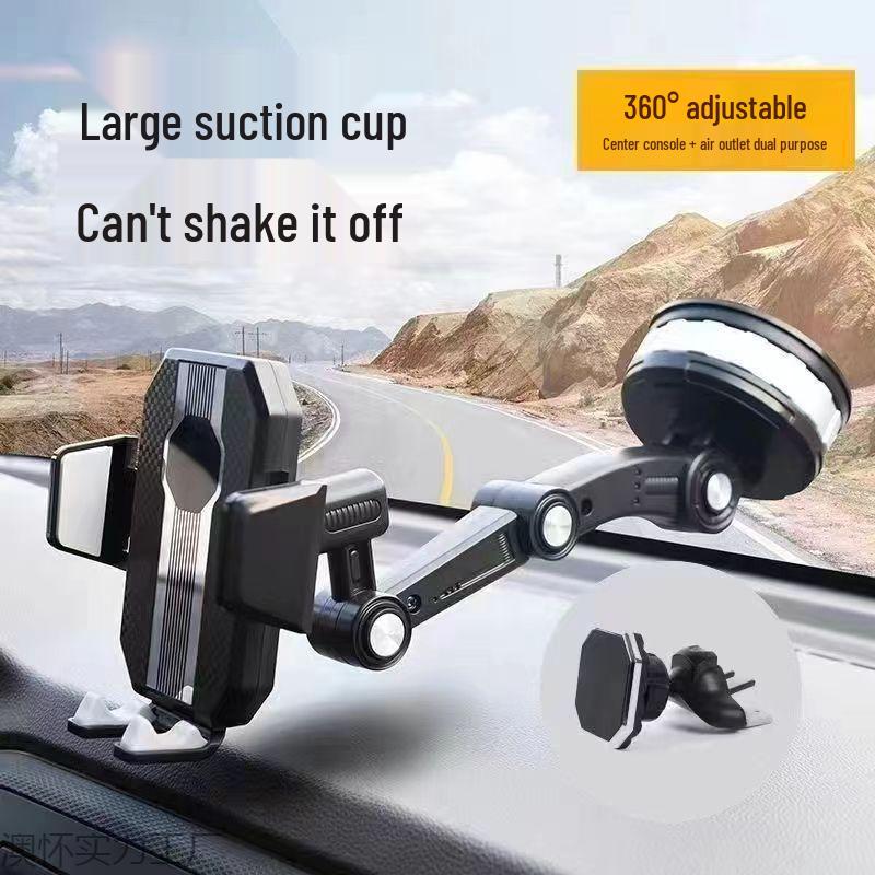 Universal Car & Truck Phone Holder with Rotating Suction Cup for Dashboard & Windshield; Shockproof Design.