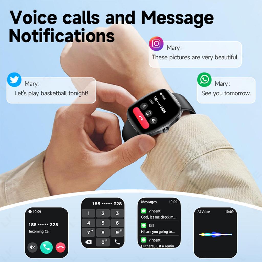 LIGE Smartwatch 1.53-inch AMOLED HD Screen Bluetooth Call Sport Watch Heart Rate IP68 Waterproof Smart Watch for Men