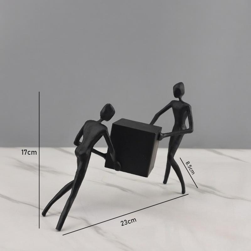 Creative Metal Abstract Human Sculpture Black Person Bedroom Study Ornament Living Room Decoration Art Home Decor Accessories