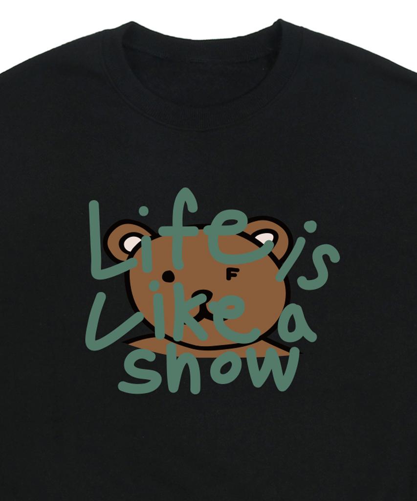 GRAVER [Unisex] Big Drawing Letter Bear Sweatshirt_Black/Green Logo