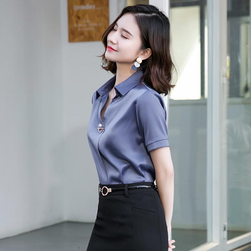 

Women s V-neck Short-Sleeve Blouse & Professional Set 4XL