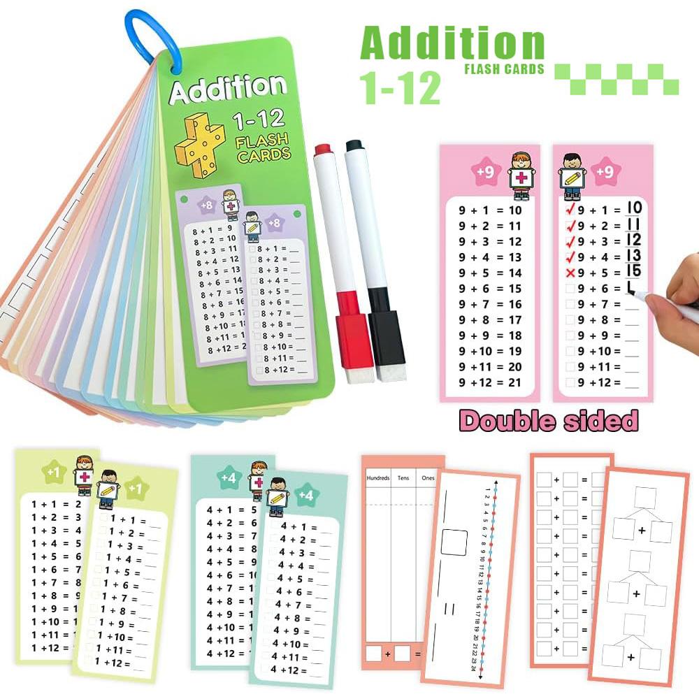 Silinebilir Matematik Eğitim Kartları, Toplama, Çıkarma, Çarpma, Bölme, Çocuklar İçin Matematik Pratiği, Montessori Öğretim Materyali