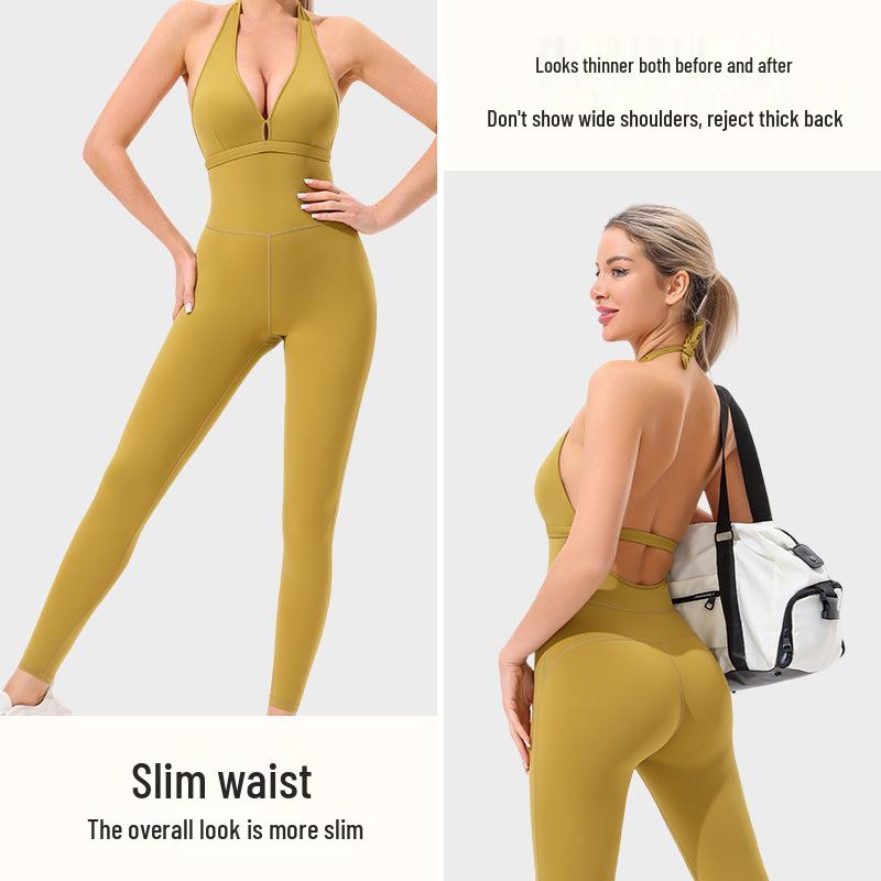 Women's High-End Summer One-Piece Yoga Suit Set: Stylish Fitness Wear with Beautiful Back Design