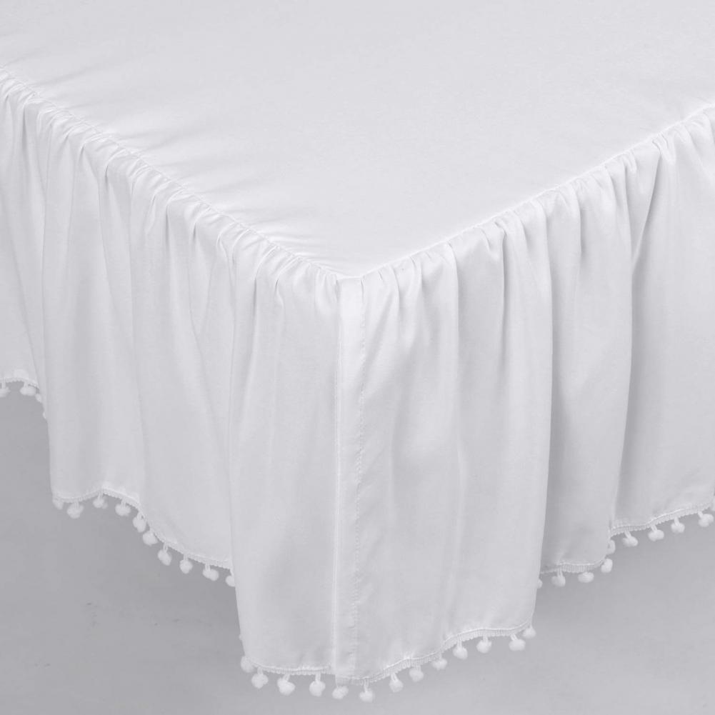 132*71cm Plyschboll Rynkad Spjälsängskjol Barn Justerbar Elastisk Sängkläder Spjälsängskjol Pojkar Flickor Sängöverdrag Med Pompom