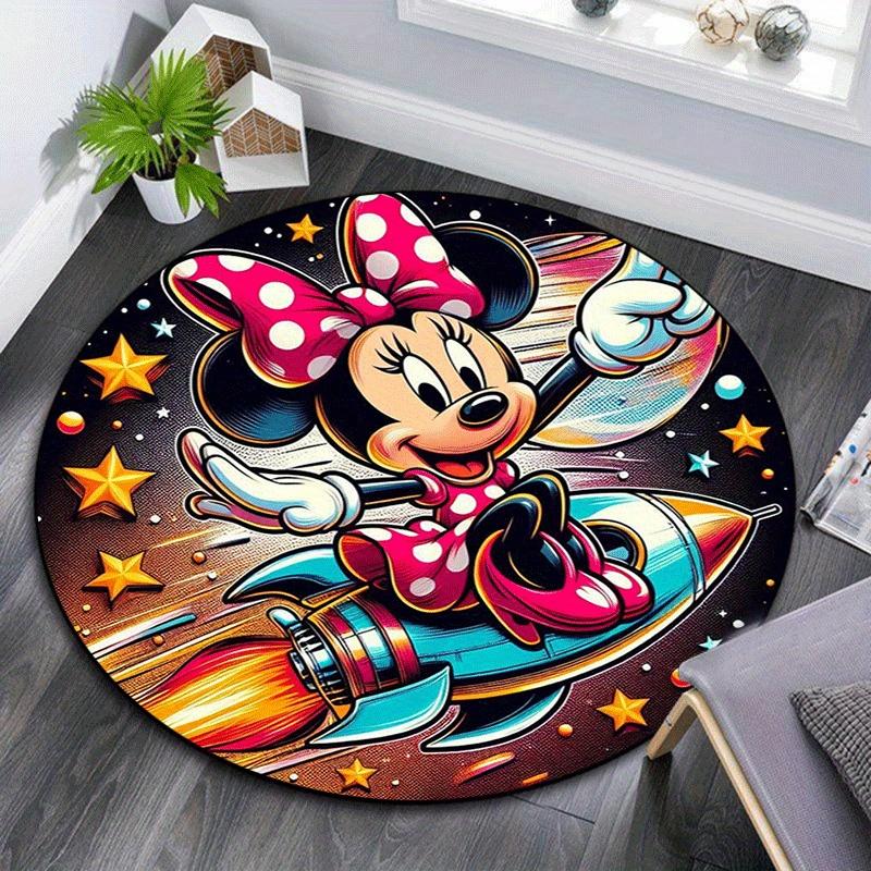 

1pc Minnie Round Area Rug - Non-Slip, Machine Washable Polyester Carpet for Living Room & Bedroom Decor 80cm by 80cm