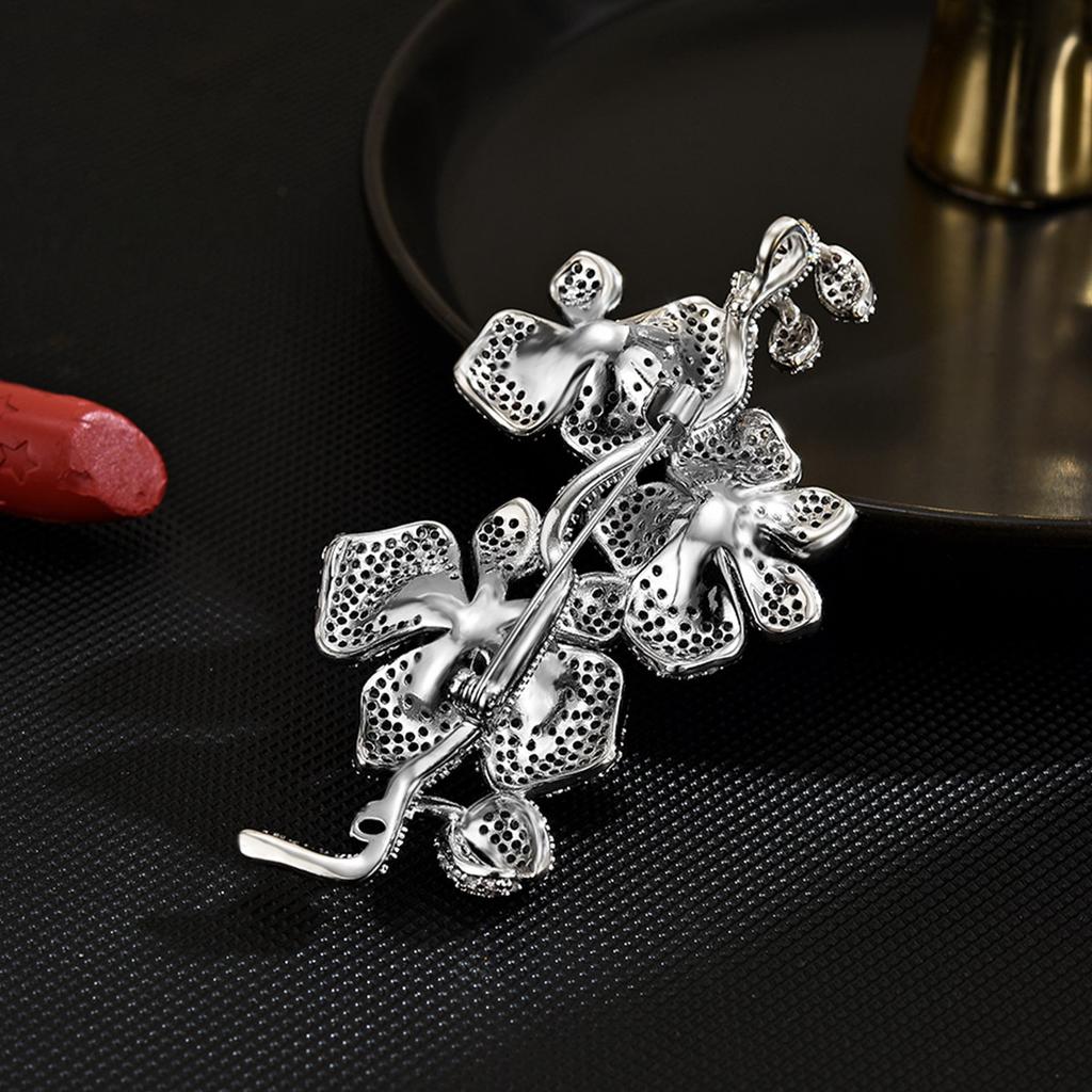 Women's Light Luxury Design Elegant Inlaid Zircon Butterfly Orchid Flower Brooch Fashionable And Versatile Niche Design Brooch