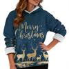 Women's Fashionable Casual Long-Sleeved Christmas Print Fleece-Lined Thick Hooded Sweatshirt