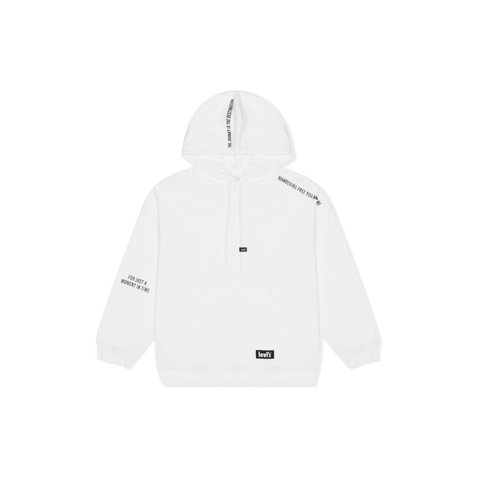 Levis Letter Logo Hooded Sweatshirt Women Sweatshirt White A0781-0005