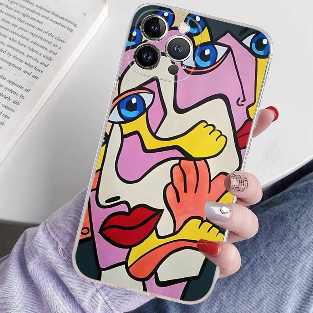 Picasso Abstract Art Transparent TPU Phone Case For IPhone 17 11 12 13 14 15 16 Pro Max 16 Plus Cover