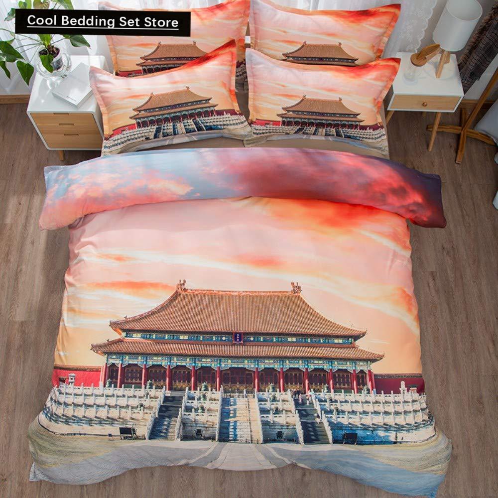 Great Wall King Queen Duvet Cover Old Chinese Building Bedding Set for Teens Adults Architecture 2/3 Pcs Polyester Quilt Cover