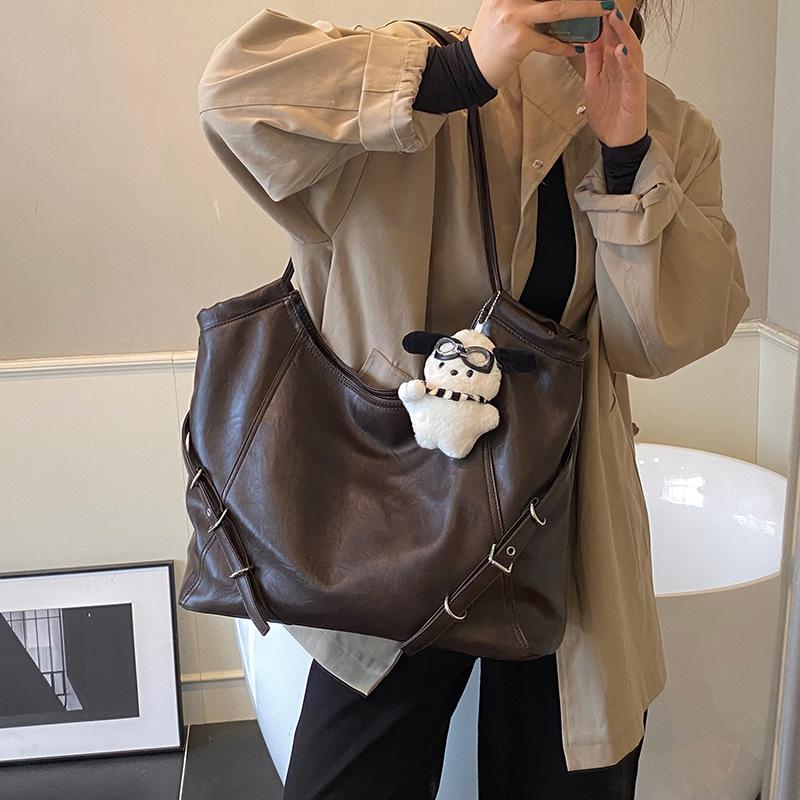 Autumn and Winter Retro Large-capacity Bag Women's 2025 New Trendy Fashion Korean Version Tote Bag Simple Shoulder Bag Commuter Bag