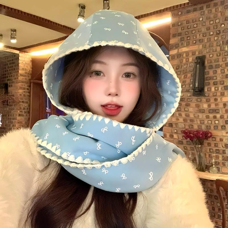 Căciulă și fular drăguțe All in One pentru femei Stil coreean Versatilă caldă pelerină cu glugă pentru toamnă și iarnă