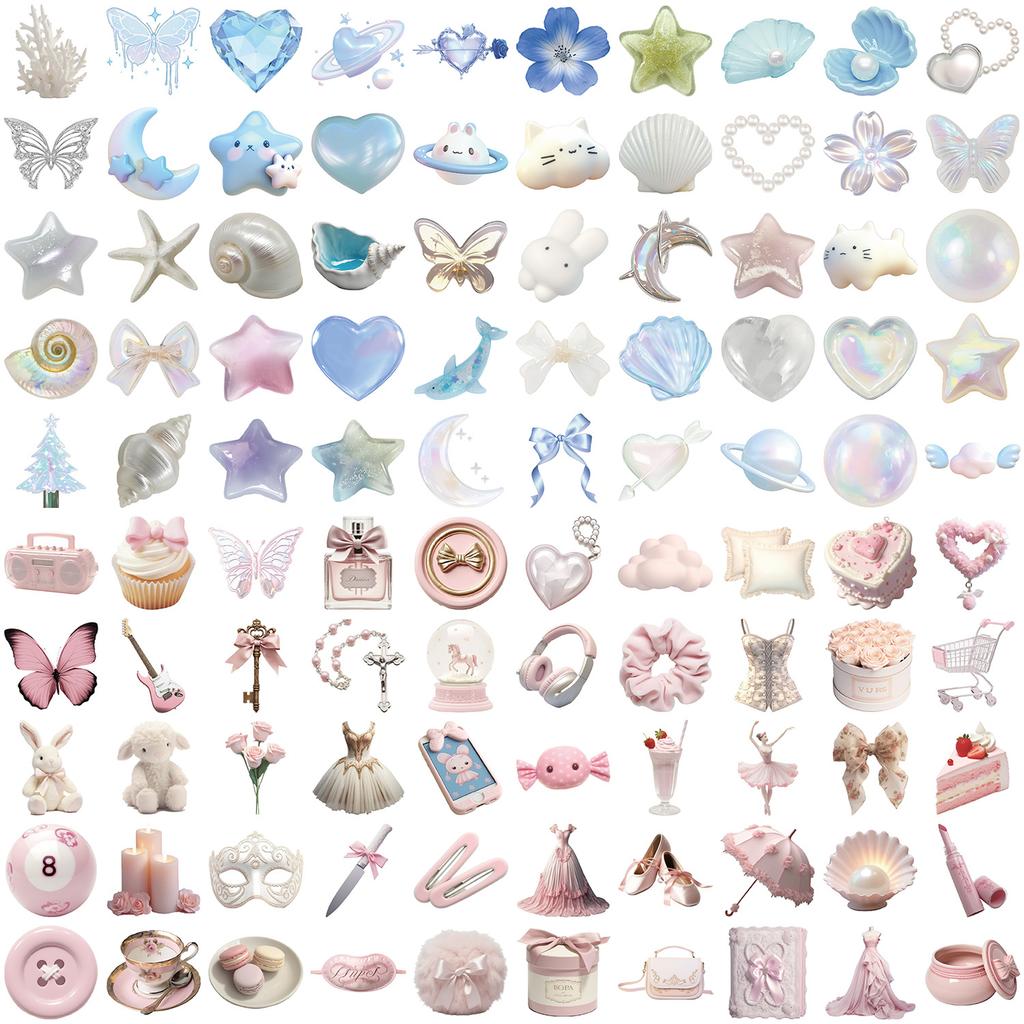 100 Cartoon Gentle Ins Aesthetic Graffiti Stickers DIY Decorative Guitar Notebook Suitcase DIY Waterproof