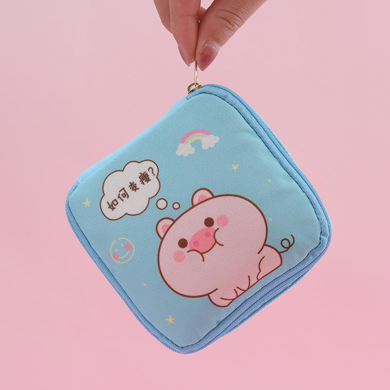 Heart Print Sanitary Napkins Storage Bag Feminine Period Pouch Portable Tampon Organizer Bag Mini Makeup Lipstick Storage Pouch