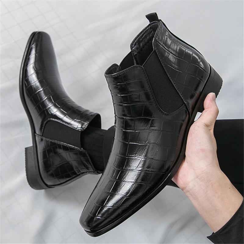 Fashion High-quality Men's Pointed Business Casual Ankle Boot Fashion Brand Male Winter New Style Comfortable Chelsea Leather Shoes