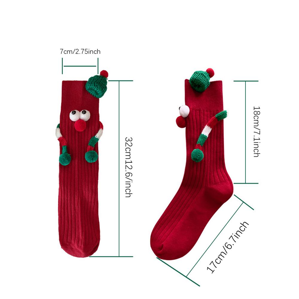 Christmas Holding Hands Socks Funny Magnetic Suction 3D Doll Couple Socks Unisex Couple Socks Winter Christmas Supplies Gift