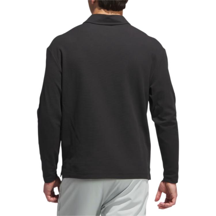 adidas Long Sleeve Knitted Solid Color Loose Polo Shirt Men Tops Black JN3038