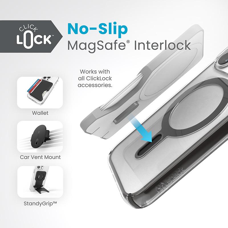 Speck Presidio Perfect-Clear Clicklock & Magsafe - Etui Iphone 15 Pro (Clear / Frosted Black / Slate Grey)