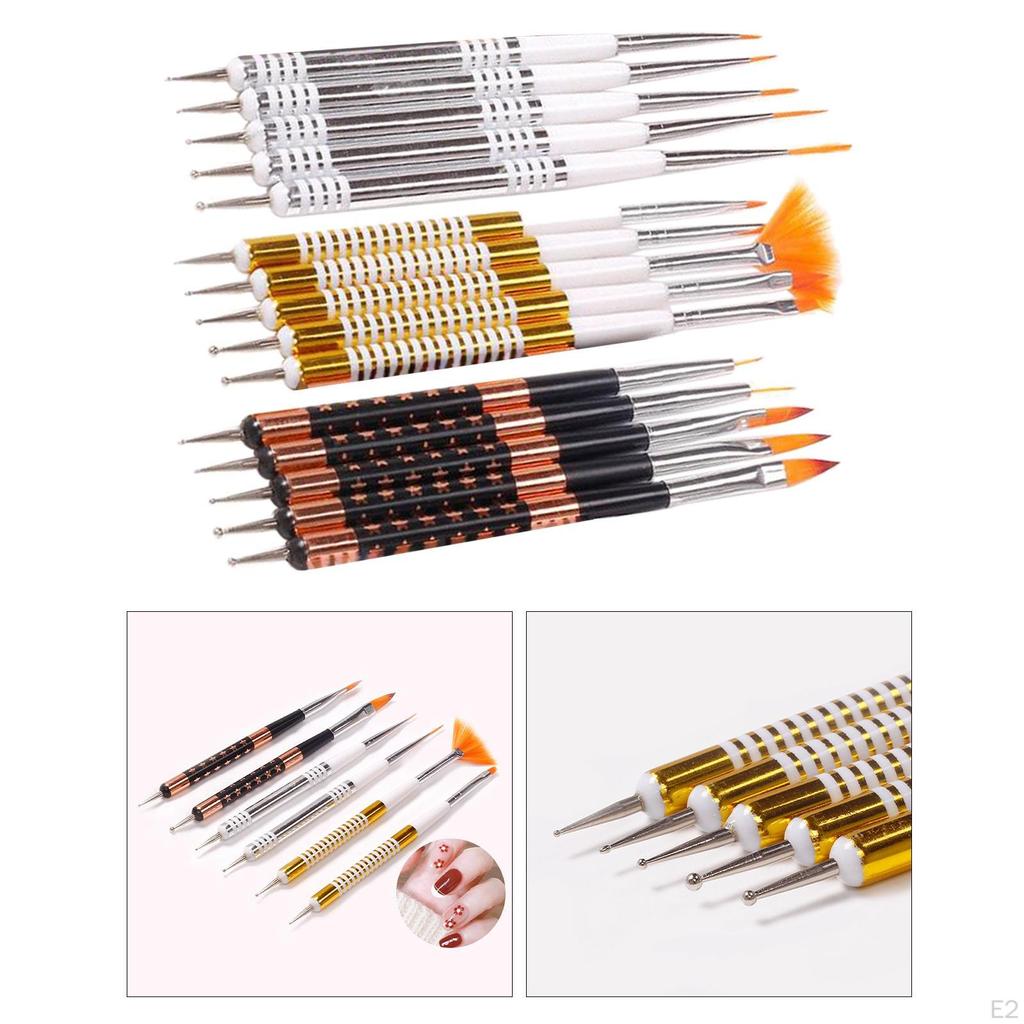 5x Nail Art Brushes Point Drill Drawing Painting Tools Liner Brush Manicure