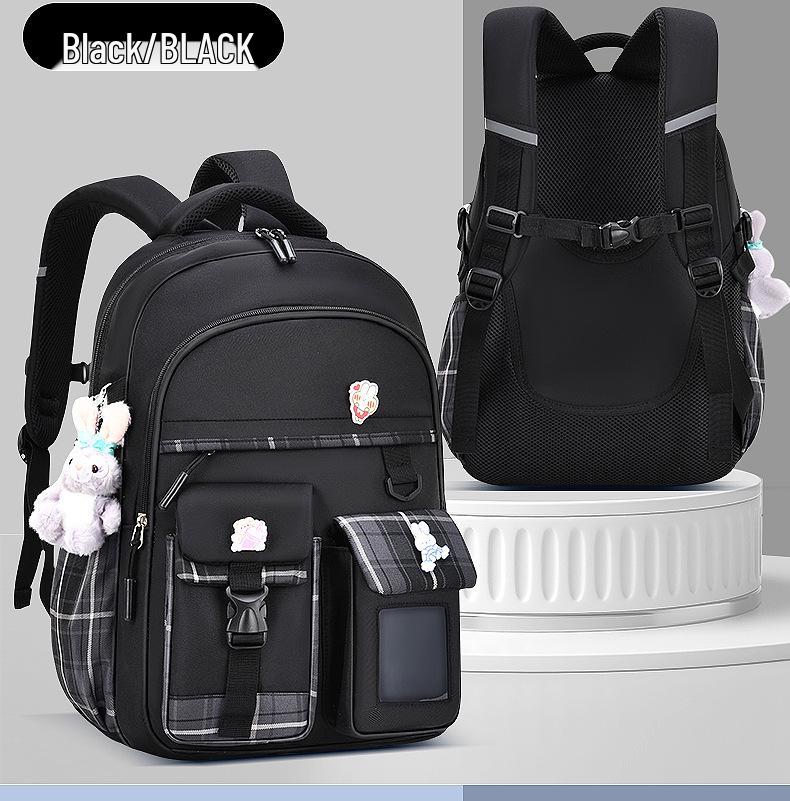 Girls' Trendy Lightweight Backpack: Spine-Protective, Double Shoulder Design for Grades 3-6