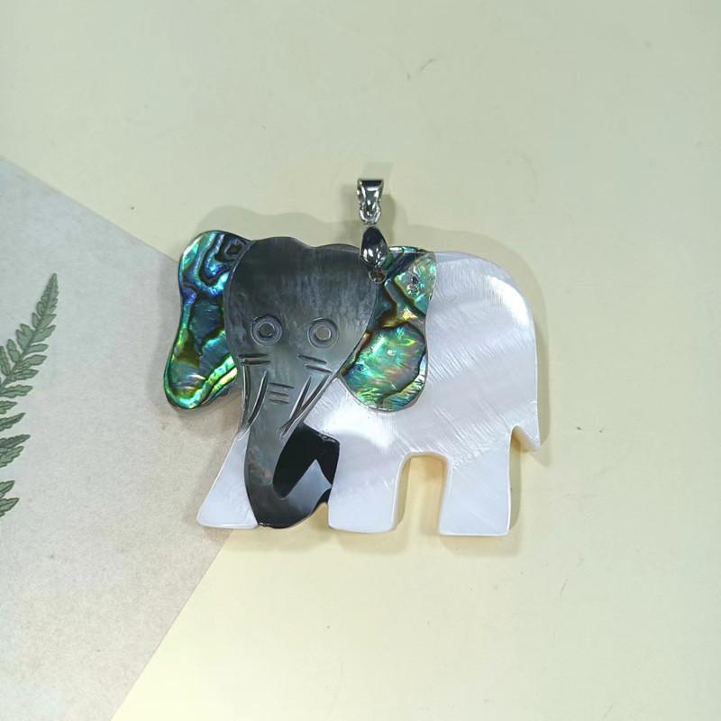Handcrafted Cartoon Elephant Shell Pendant Jewelry For Kids And Teens
