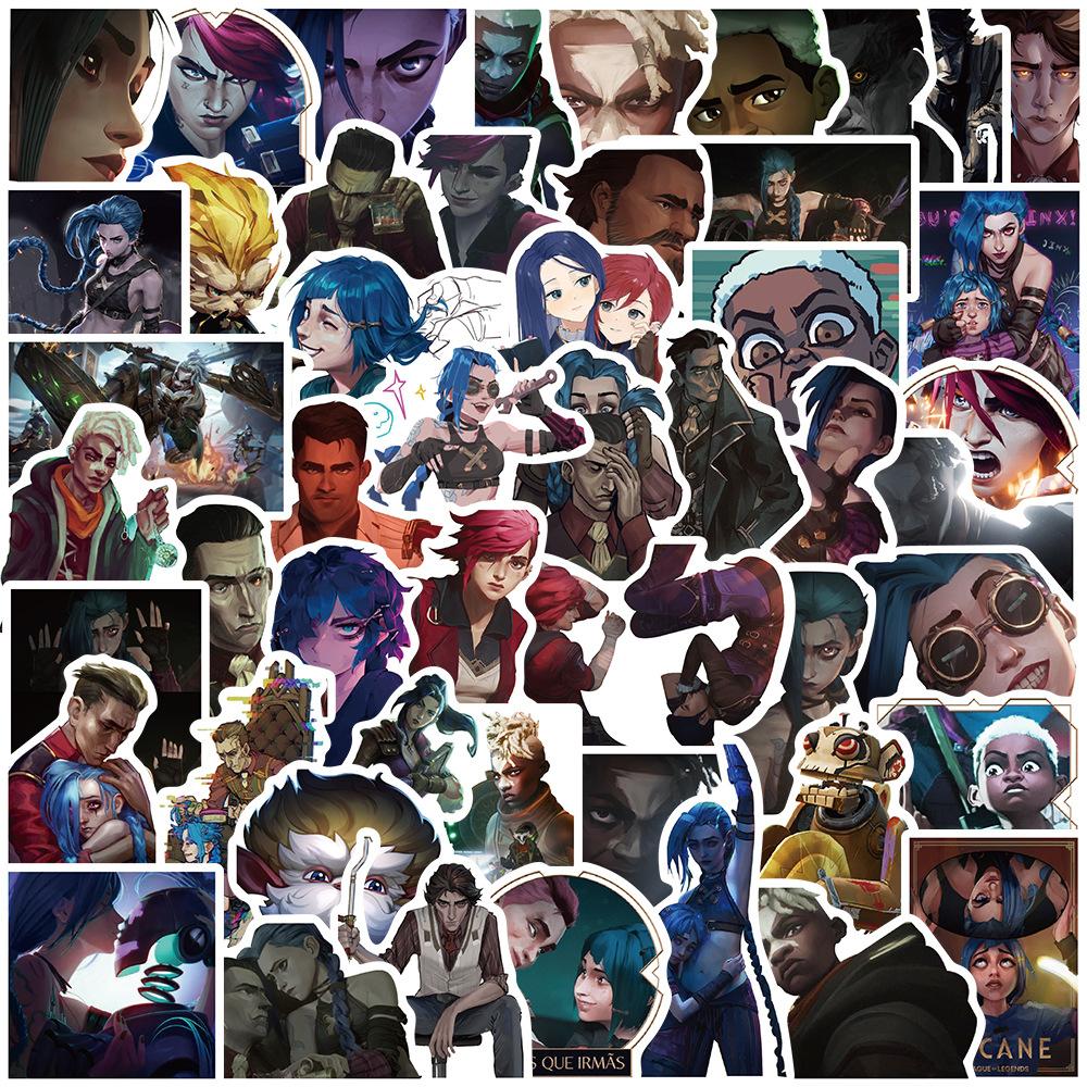 50PCS Cartoon Anime Arcane Activity Stickers Decals designed for iPad Cars Motorcycles Water Cups Children's Playthings Luggage and Computers