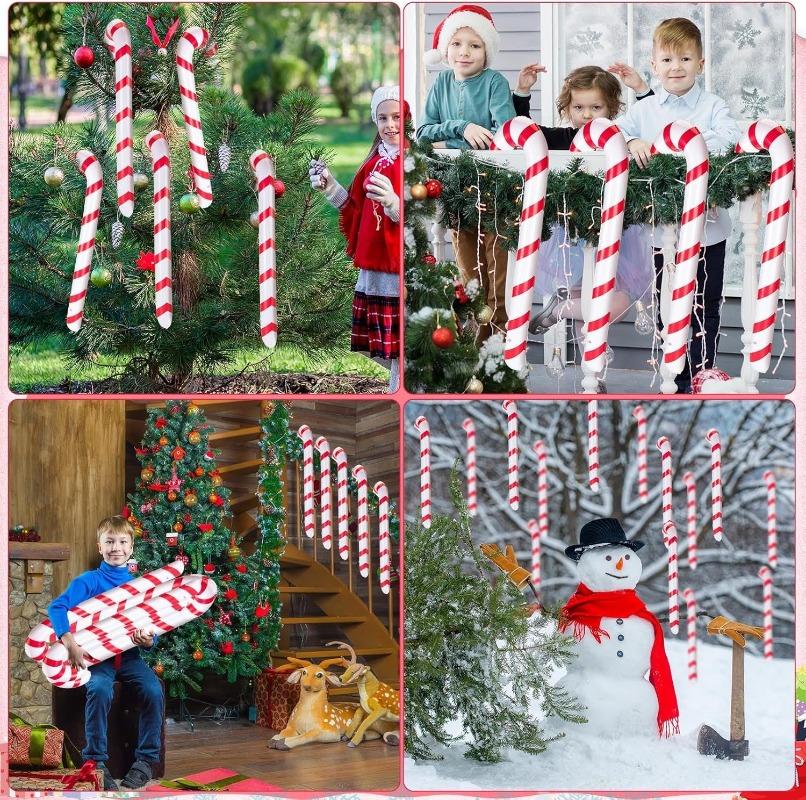 Inflatable Christmas Candy Cane Red White Stripes Candy Cane Balloons Xmas Tree Hanging Ornament New Year Party Decor Kids Gift