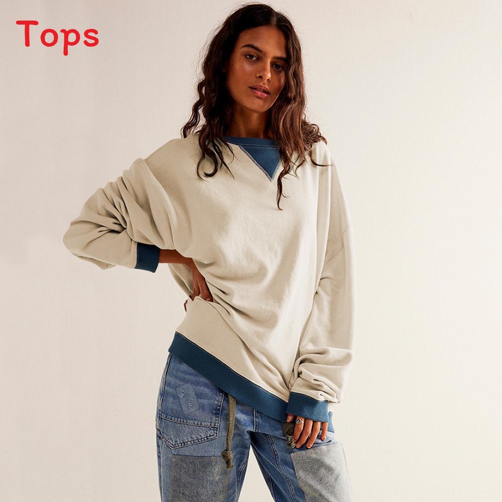 Street Style Kapuzenpullover mit langen Ärmeln und Farbblockmuster für modebewusste Frauen