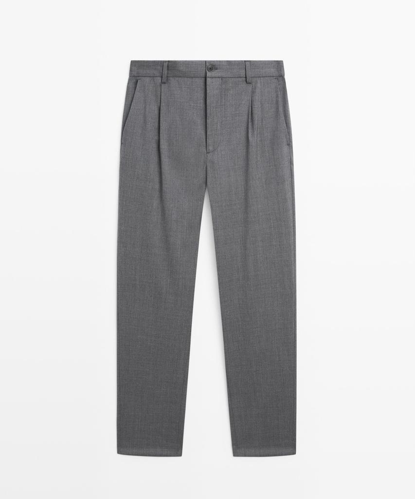 Masimodutti Cool Wool Blend Pintuck Pants