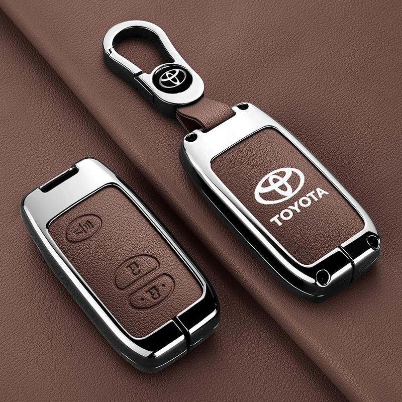 GQUL6 For Toyota Prius 30 Alpha Aqua Land Cruiser Auris 3 Button New Fashion Leather Zinc Alloy Car Key Case Keychain Ring Accessories