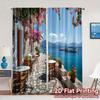 2pcs   2D FLAT PRINTING Curtains (Without Rod) Seaside Serenity Modern Curtains&Window Treatment Versatile Durable Polyester